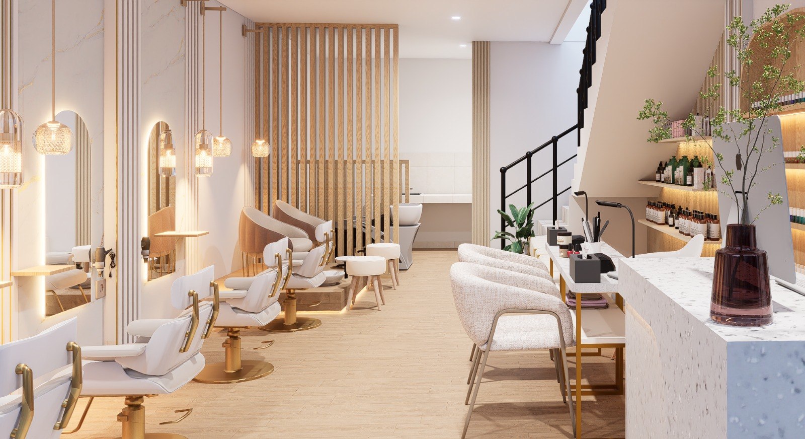Salon and beauty studio interior design by Butterfly Interiors, Nairobi — view 2